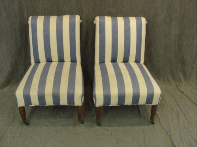 Pair of Victorian Upholstered Slipper bde61