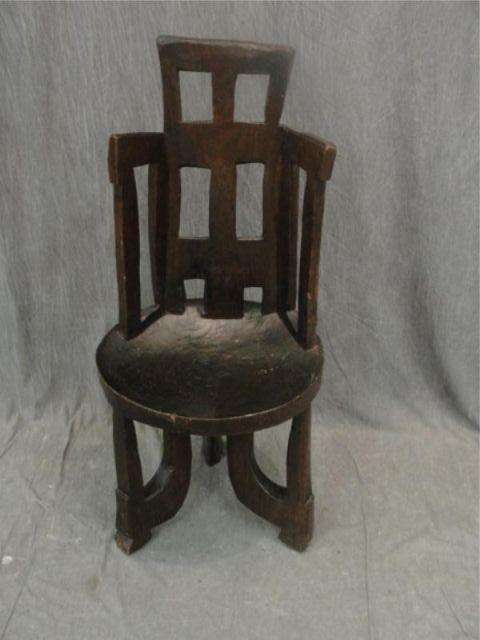 African Carved Wood High Back Chair  bde64