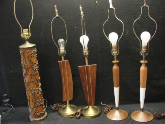 Lot of 5 Midcentury Lamps 2 pairs bde70