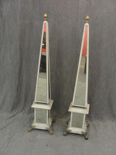 Pair of Decorative Mirrored Obelisks  bde7c