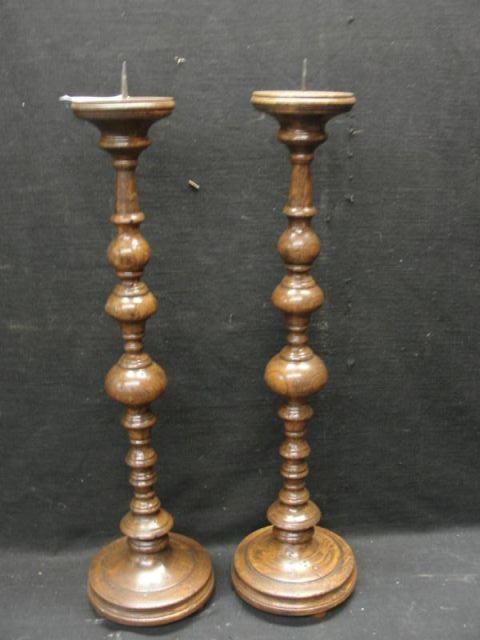 Pair of Oak Candlesticks From bde82