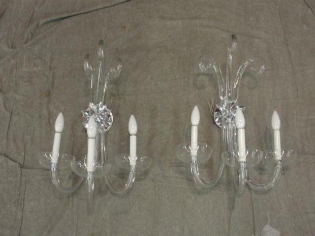 Pair of Midcentury 3 Arm Glass bde84