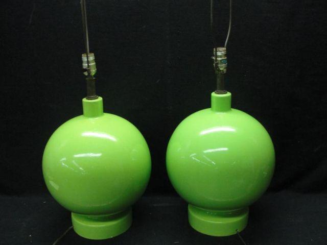 Pair of Midcentury Hot Green Globular