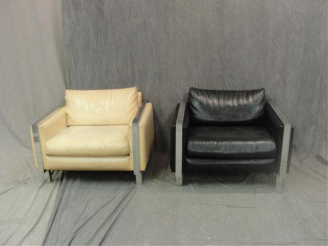 Pair of Chrome and Upholstered bde8a