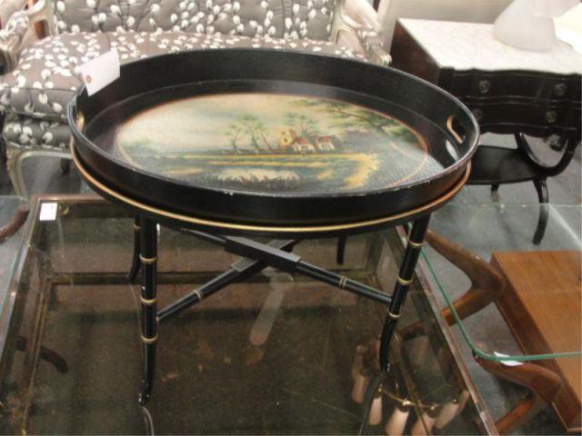 Black Lacquer Decorated Tray Top bdec7