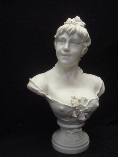 Bisque Bust of a Woman Signed Lecorney+