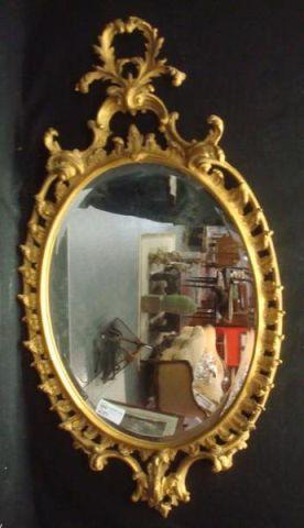 Oval and Giltwood Beveled Mirror  bdb3e