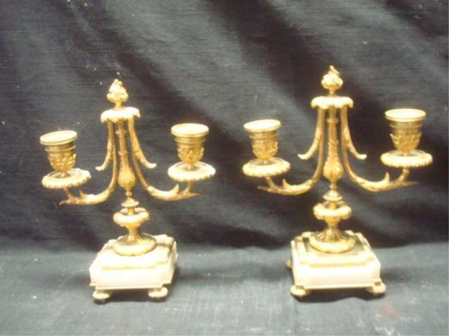 Pair of Bronze and Marble Candlebra  bdb41