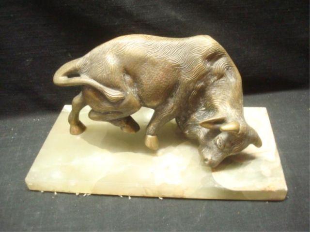 Bronze Bull on Alabaster Base  bdb47