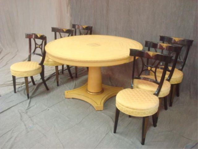 Oval Pedestal Dining Table and 6 Chairs.