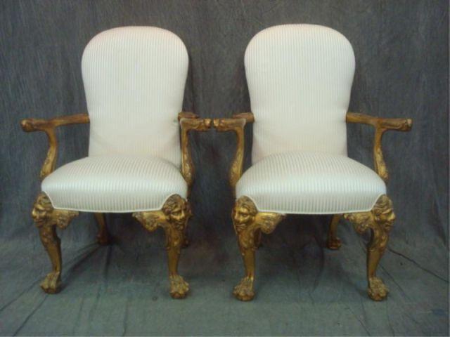 Pair of Giltwood Hairy Paw Upholstered bdb52