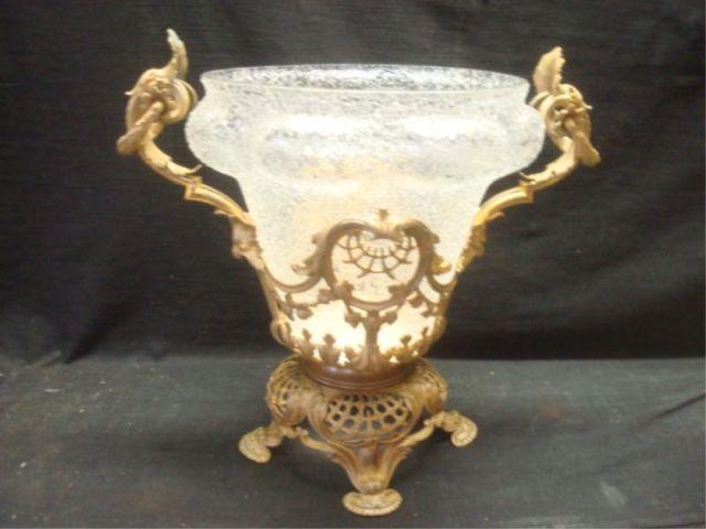 Gilt Bronze Mounted Glass Bowl. Bronze: