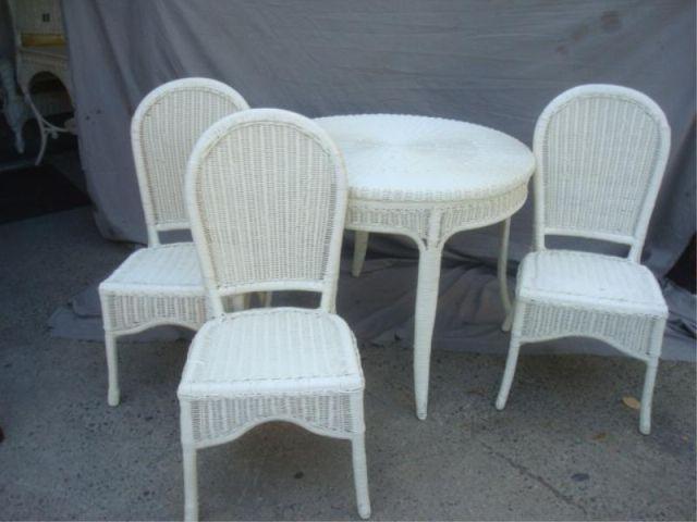 Wicker Table and 3 Chairs. From