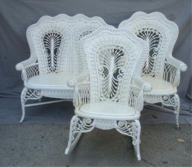 Antique Wicker Loveseat, High Back