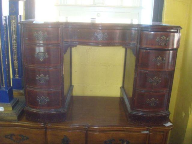 Mahogany and Banded Kneehole Desk. Dimensions: