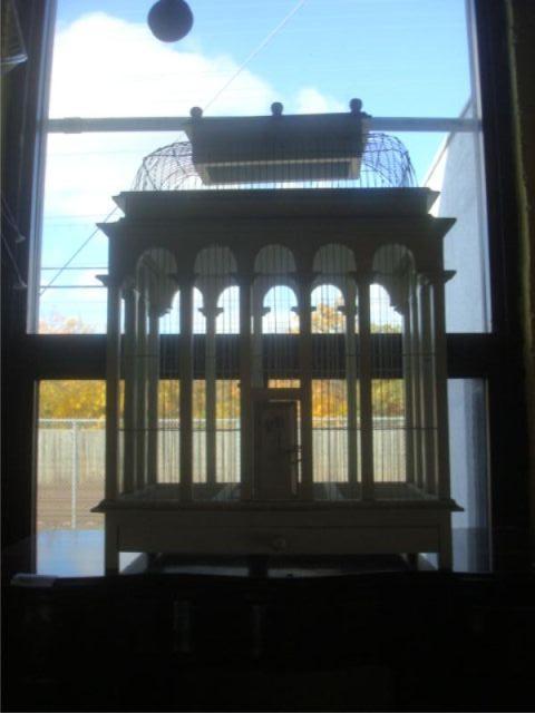 White Painted Birdcage. Dimensions: