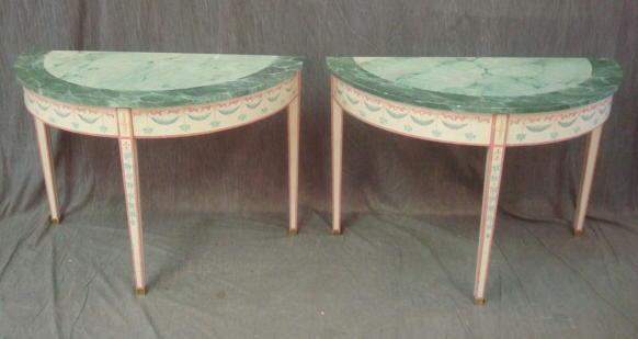 Pair of Painted Adams Style Demilunes  bdbc5