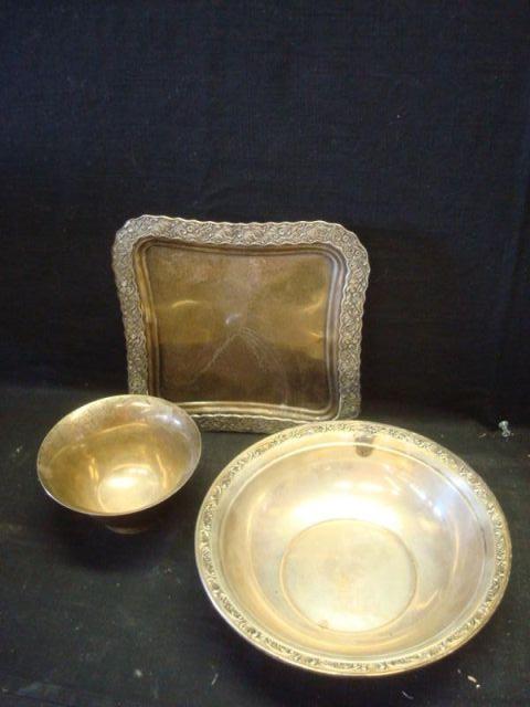 Sterling. 3 Piece Lot. Bowl, square