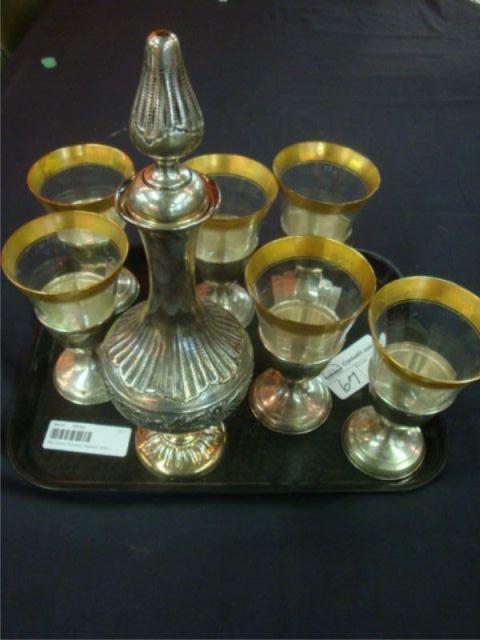 800 Silver Decanter together with 6