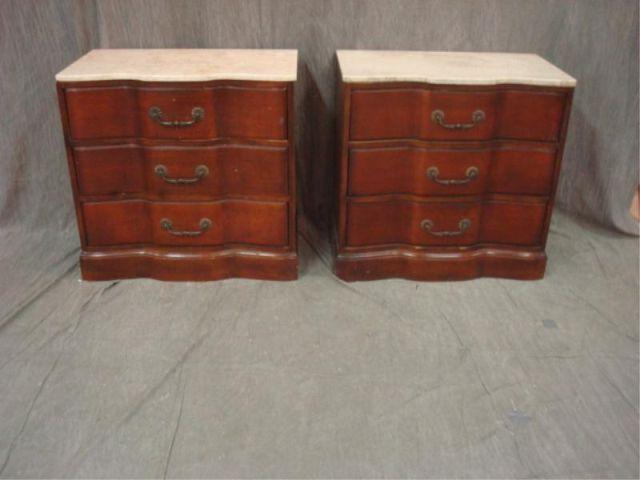 Pair of Mahogany Block Front Marbletop bdc24