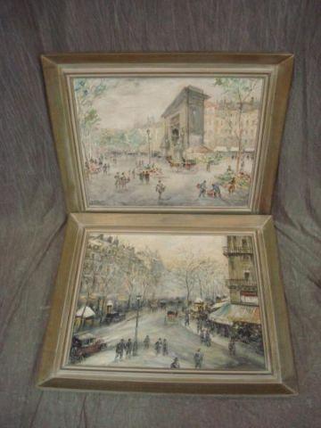 2 Oils on Canvas of Paris Street bdc35