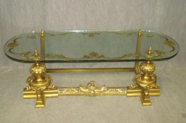 Brass Andirons as a Coffee Table  bdc68
