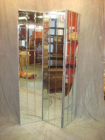 Midcentury Mirrored 3 Panel Screen  bdc69