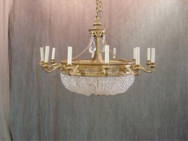 Bronze and Beaded Crystal Chandelier  bdc6e