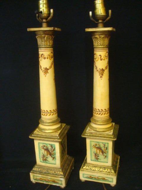 Pair of Wood Paint Decorated Pillar bdc78