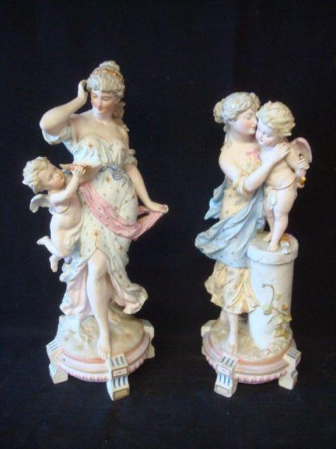 2 Bisque Figurines Signed R. Moeller.