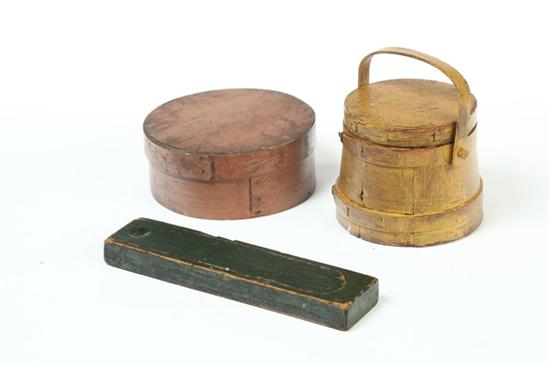 THREE PAINTED WOODEN ITEMS American 109147