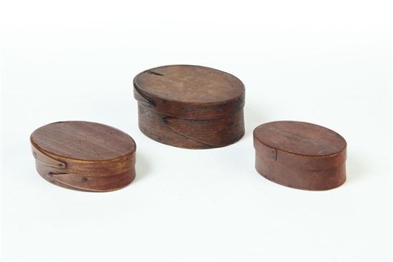 THREE OVAL PANTRY BOXES.  American