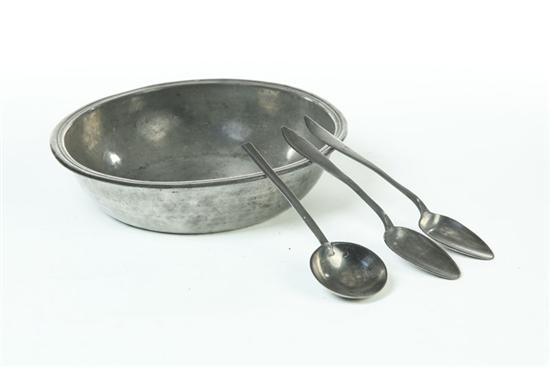 FOUR PIECES OF PEWTER.  England