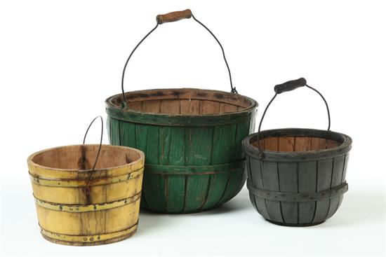 TWO PAINTED BASKETS AND ONE PAINTED 10915f