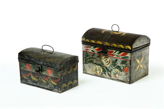 TWO TOLE DOME-TOP BOXES.  American