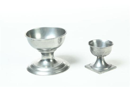 TWO PEWTER SALTS.  Probably American