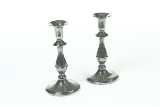 PAIR OF PEWTER CANDLESTICKS.  Possibly