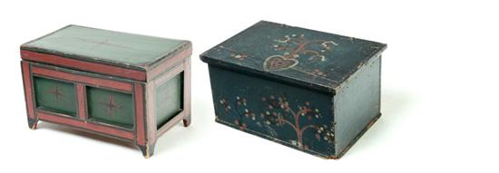 TWO MINIATURE DECORATED CHESTS  10924d