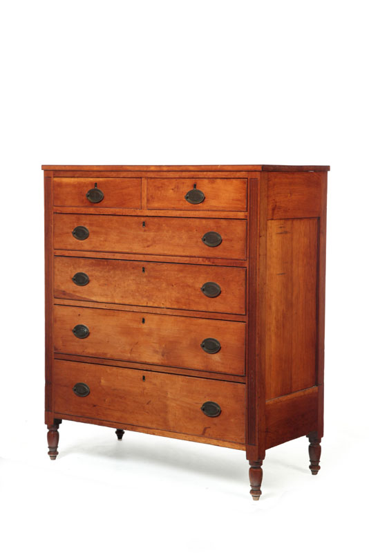 SHERATON TALL CHEST OF DRAWERS.