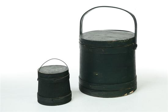 TWO PAINTED FIRKINS America  10924f