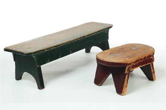 TWO FOOTSTOOLS.  Probably American