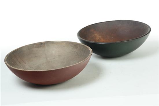 TWO TREENWARE BOWLS.  New England  2nd
