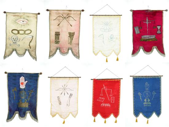 FOUR PAIR OF LODGE BANNERS.  Possibly