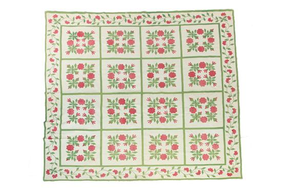 APPLIQUE QUILT.  American  mid