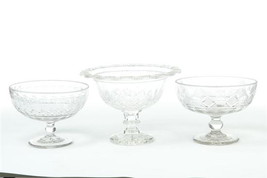 THREE CUT GLASS COMPOTES Pittsburgh 10939a