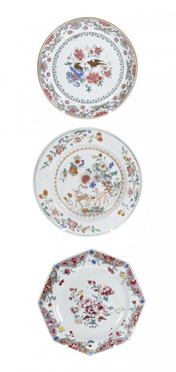 TWO CHINESE PORCELAIN PLATES AND A SAUCER-DISH
all