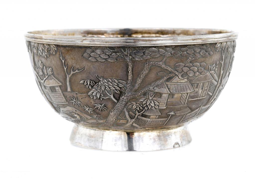 A CHINESE EXPORT SILVER REPOUSSÉ