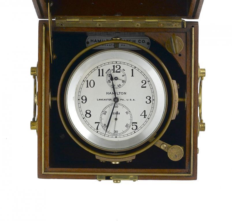 AN AMERICAN BRASS TWO DAY MARINE CHRONOMETER