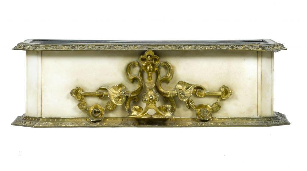 A FRENCH GILT BRASS AND MARBLE