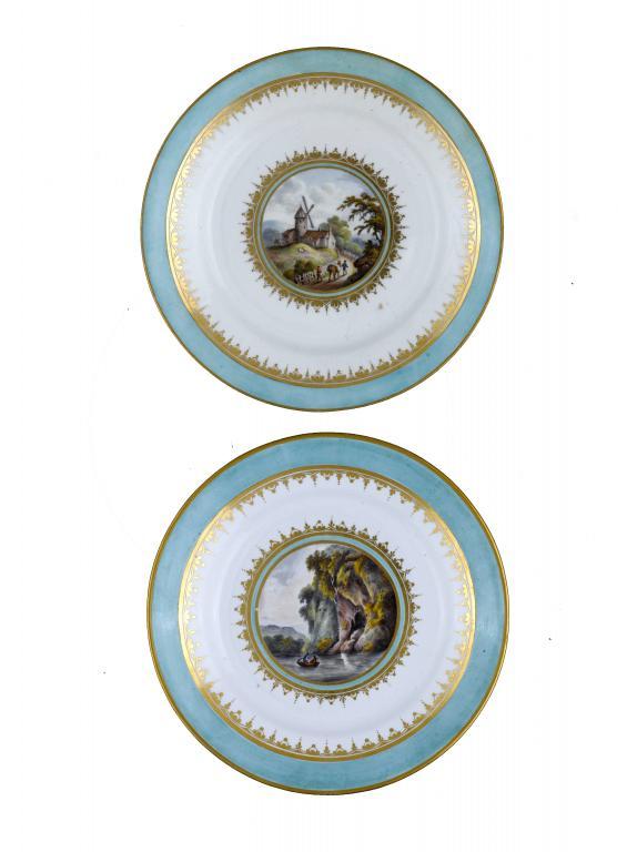 TWO DERBY PLATES
one painted with